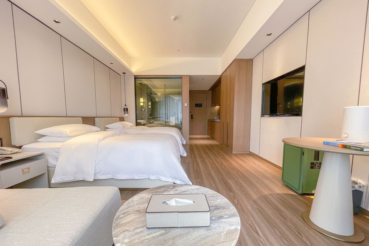 Minibar (free items), desk, laptop workspace, individually decorated