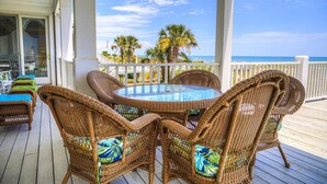 Outdoor dining - 7 Bed, 7.5 Bath, Oceanfront Home, Private Pool that can be heated (Garden City Beach)