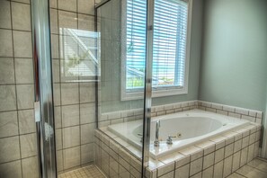 Shower, towels - 7 Bed, 7.5 Bath, Oceanfront Home, Private Pool that can be heated (Garden City Beach)