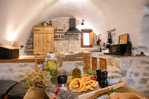 Room, 2 Bedrooms | Private kitchen | Fridge, stovetop, espresso maker, coffee/tea maker - Dandy Villas Tower-Built in 17th century (East Mani)