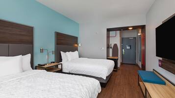 Room, 2 Queen Beds | Desk, laptop workspace, blackout drapes, iron/ironing board