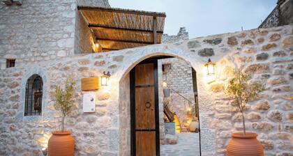 Dandy Villas Mani - Old Tower House - Fireplace - Pool