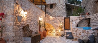 Dandy Villas Mani - Old Tower House - Fireplace - Pool