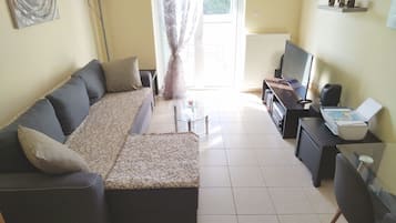 Een smart-tv, een stereo en een printer