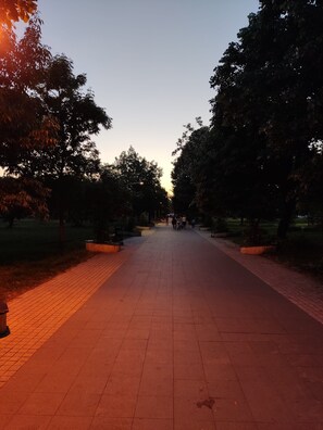 Property grounds - Sunny studio with free parking. Quiet and green part of Skopje 3km from center. (Skopje)