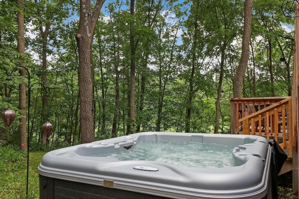 At night, the outdoor solar lights come on and add to the ambiance outside!