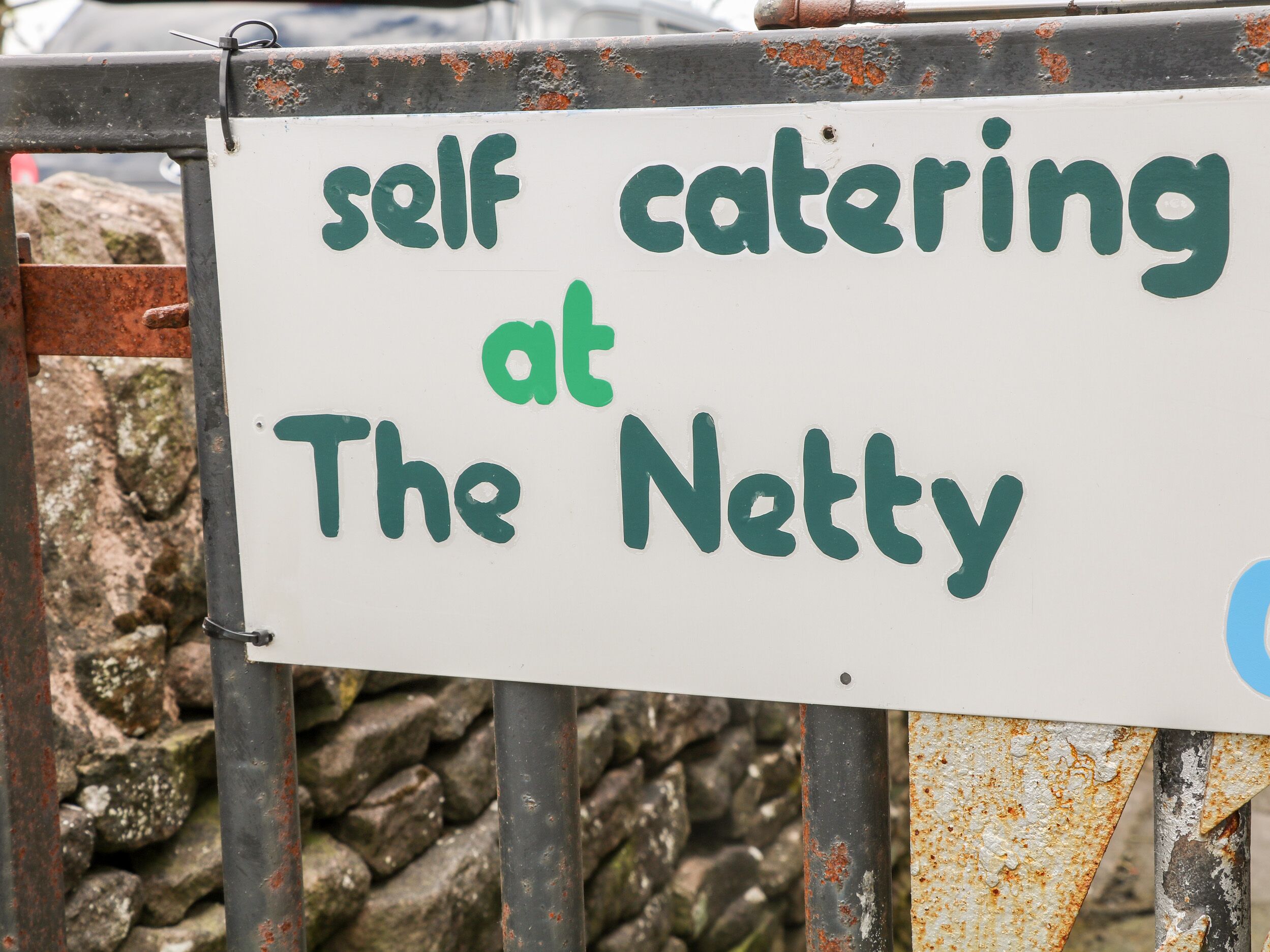 A sign for self-catering at The Netty.