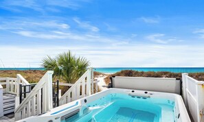 Outdoor spa tub - 'Surfside Retreat' Spacious Beachfront Home Heated, Swim Spa, Pet Friendly (Panama City Beach)