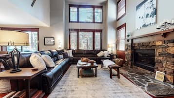 Smart TV, fireplace, video games, DVD player