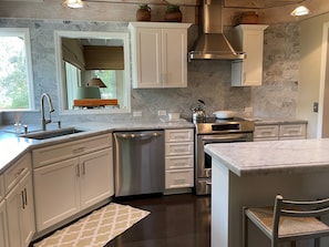 House, Multiple Beds, Kitchen, Pool View (23 Oyster Landing Road) | Private kitchen | Fridge, microwave, oven, stovetop