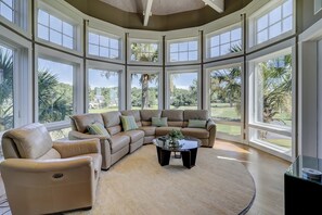 House, Multiple Beds, Balcony, Golf View (38 Windjammer Court) | Living area | 40-inch TV with digital channels - 38 Windjammer Court at The Sea Pines Resort (Hilton Head Island)