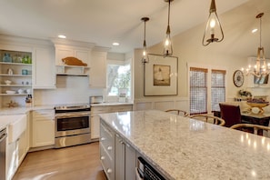 House, Multiple Beds, Kitchen, Garden View (227 South Sea Pines Dr.) | Private kitchen | Fridge, microwave, oven, stovetop - 227 S. Sea Pines Drive at The Sea Pines Resort (Hilton Head Island)
