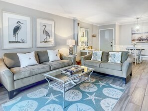Villa, 1 King Bed with Sofa bed, Kitchen, Garden View (870 Ketch Court) | Living area | 40-inch TV with cable channels