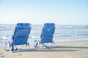 Beach nearby, sun loungers