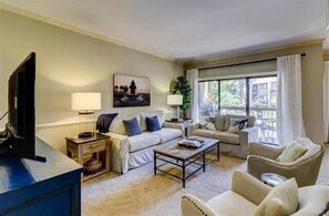 Villa, Multiple Beds, Balcony, Pool View | Living room | 40-inch TV with digital channels - 1099 Harbour South Club at The Sea Pines Resort (Hilton Head Island)