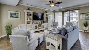 Villa, Multiple Beds, Patio | Living room | 40-inch TV with cable channels - 1266 Harbour Town Club at The Sea Pines Resort (Hilton Head Island)