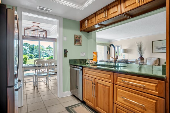 Villa, Multiple Beds, Kitchen (1722 Bluff Villas) | Private kitchen | Fridge, microwave, oven, stovetop - 1722 Bluff Villa at Sea Pines Resort (Hilton Head Island)
