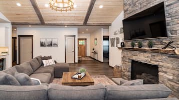 Smart TV, fireplace, video games, table football