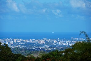Chambre Prestige, 1 très grand lit, patio, vue sur la mer | Vue de la chambre