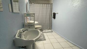 A bathroom with a sink, mirror, and toilet.