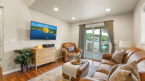 Smart TV, fireplace, video games, ping pong