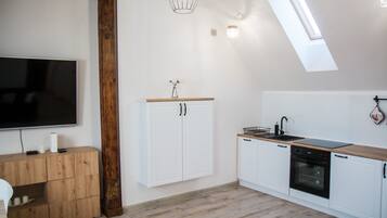 Deluxe Apartment | Private kitchen | Fridge