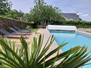 Outdoor pool, a heated pool - 1930s town house with swimming pool (Vannes)