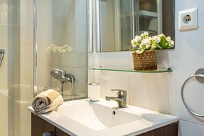 Dusche, Haartrockner, Handtücher