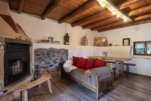 TV, fireplace - Vacation Home 'Ca' de l'Elmo' with Mountain View & Garden (Castello dell'Acqua)