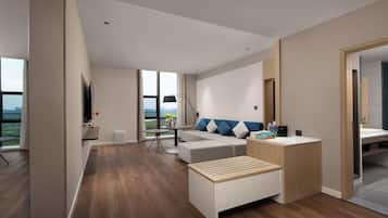 Suite, 1 Bedroom, River View | Minibar, in-room safe, blackout drapes, iron/ironing board