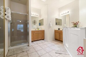 Bathtub, hair dryer, towels