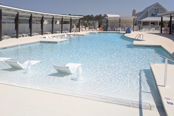 Community pool and pool deck.