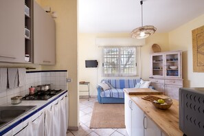 Fridge, microwave, oven, stovetop - Villa 'Torre Castiglione' with Sea View, Garden, 2 Terraces & Wi-Fi (Torre lapillo)