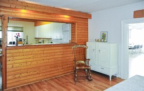 Fridge, stovetop, dishwasher, coffee/tea maker