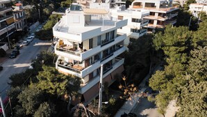 Front of property - evening/night - Athenian Riviera Sea View Penthouse (Vari-Voula-Vouliagmeni)