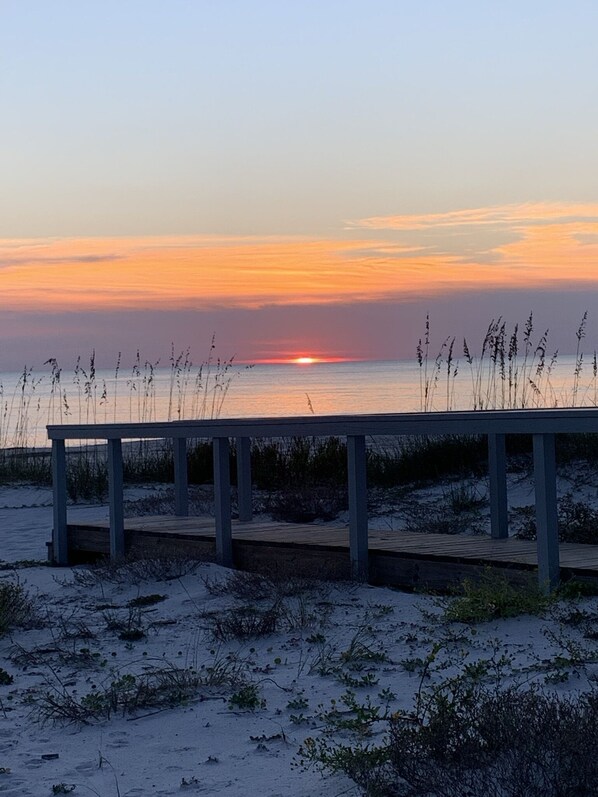 Beach nearby, sun loungers