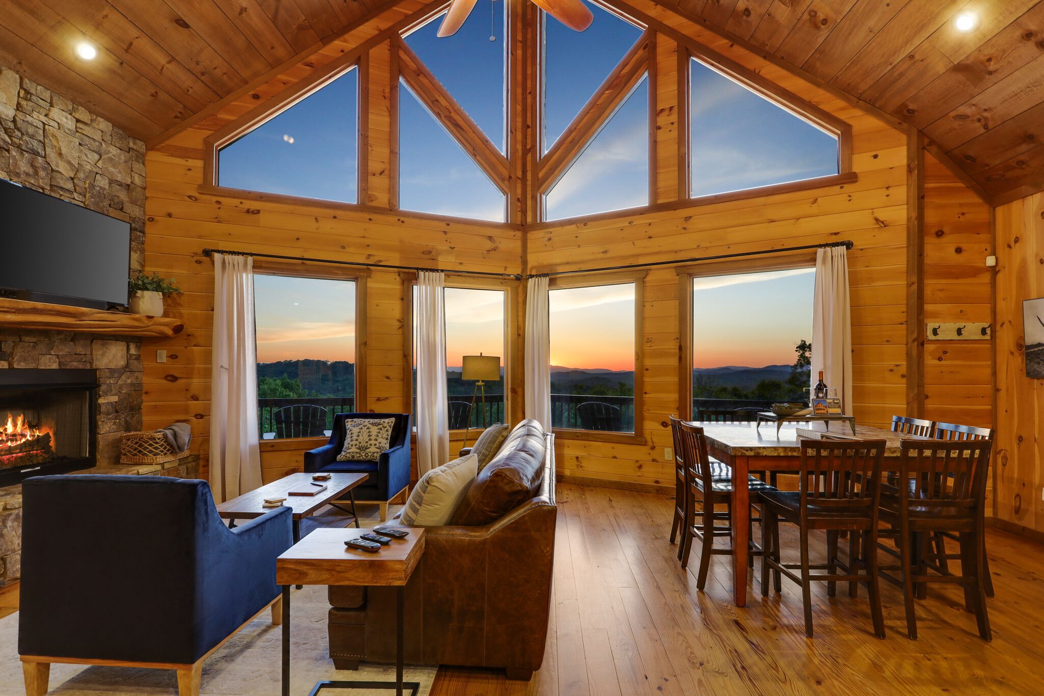 Smart TV, fireplace, DVD player, books