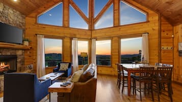 Smart TV, fireplace, DVD player, books