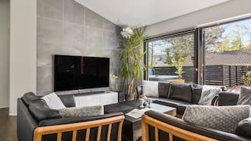 Smart-TV, Kamin, Tischfußball, Tischtennisplatte