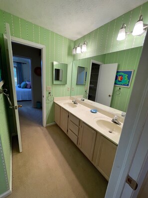 Chuveiro/banheira combinados, secador de cabelo, toalhas de banho 