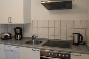 Fridge, microwave, oven, stovetop - Ferienwohnung in Struppen (Struppen)