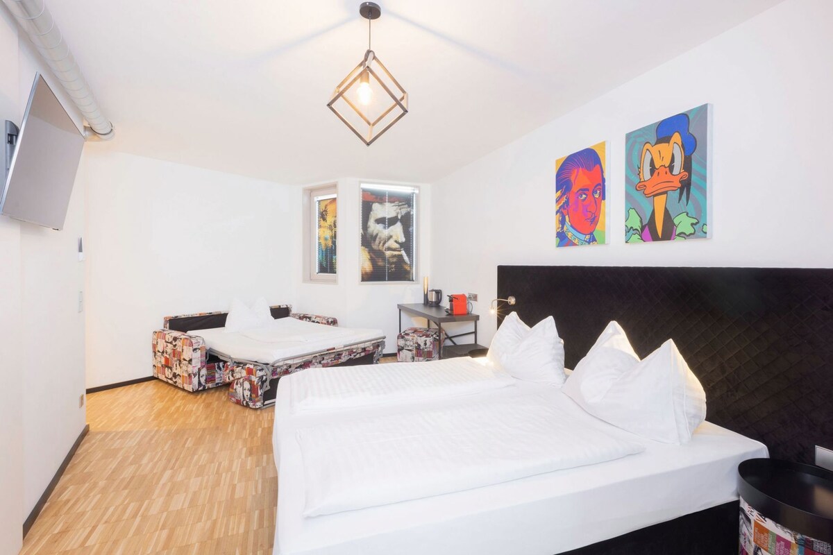 Premium bedding, desk, soundproofing, WiFi