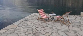Kotor Bay; 4 Bed Seafront house with beach and seating area. Close to Kotor.