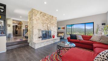Smart TV, fireplace, foosball, table tennis