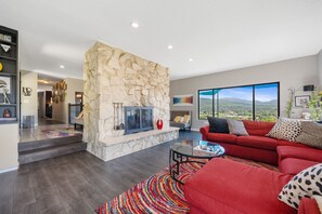 Smart TV, fireplace, foosball, table tennis