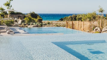 Seasonal outdoor pool, open 7:00 AM to 7:00 PM, pool umbrellas