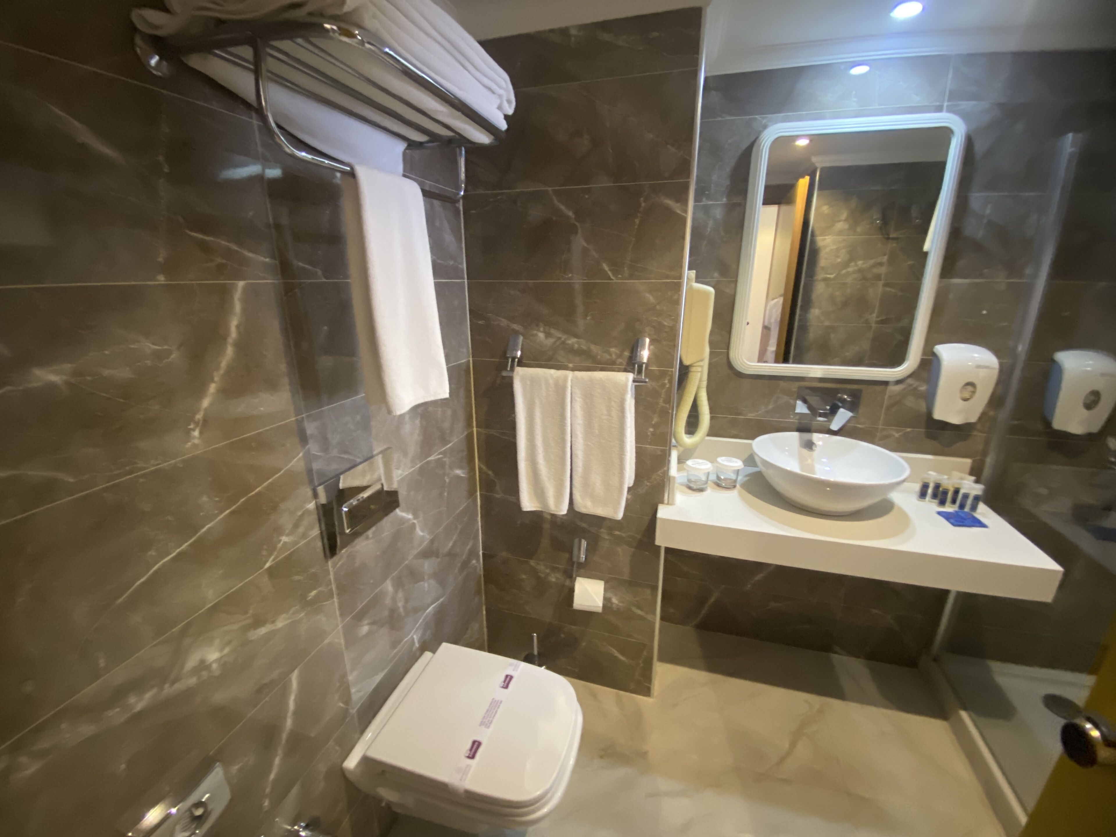 basic triple room | bathroom | shower, designer toiletries, hair dryer, bathrobes