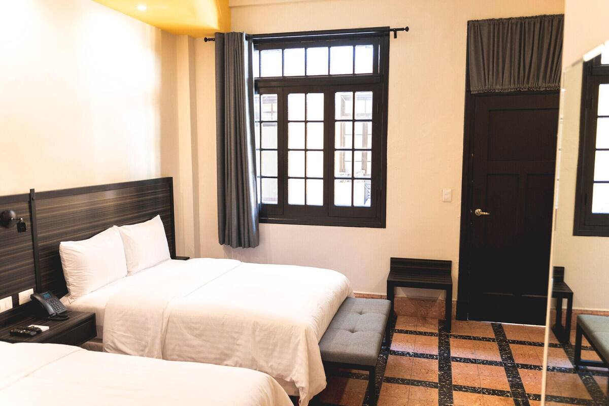Desk, free WiFi, bed sheets
