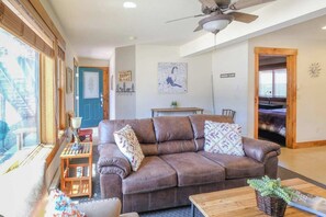 TV, fireplace, offices