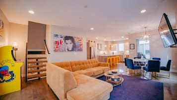 TV, fireplace, offices